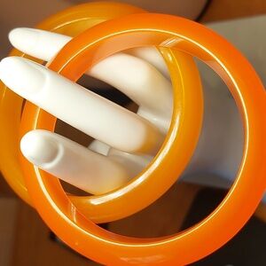 67. Orange Lucite Bangles Vintage Lot Of 2